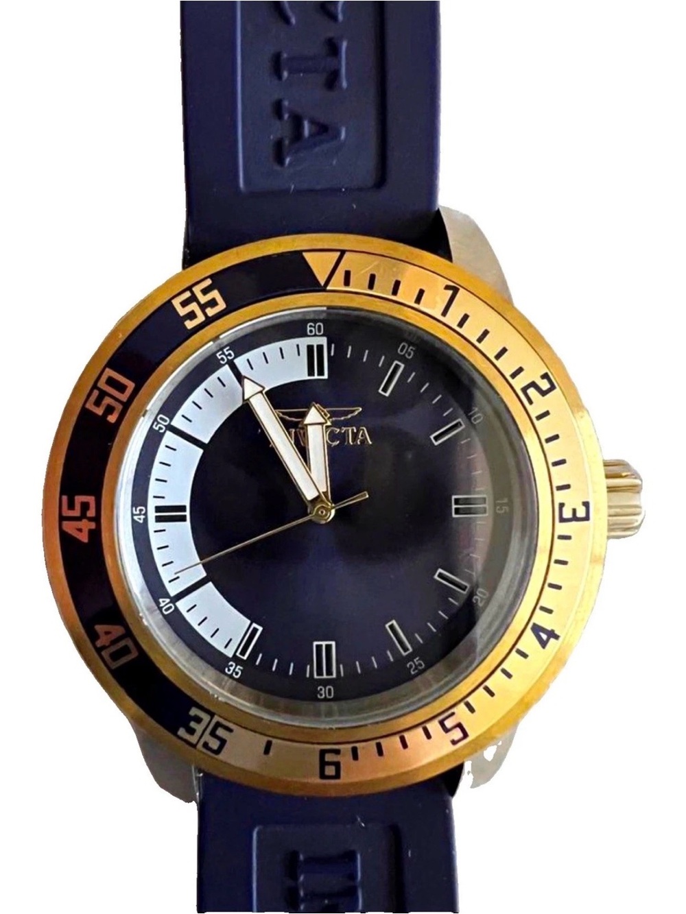 Invicta Blue Dial Watch with Gold Bezel